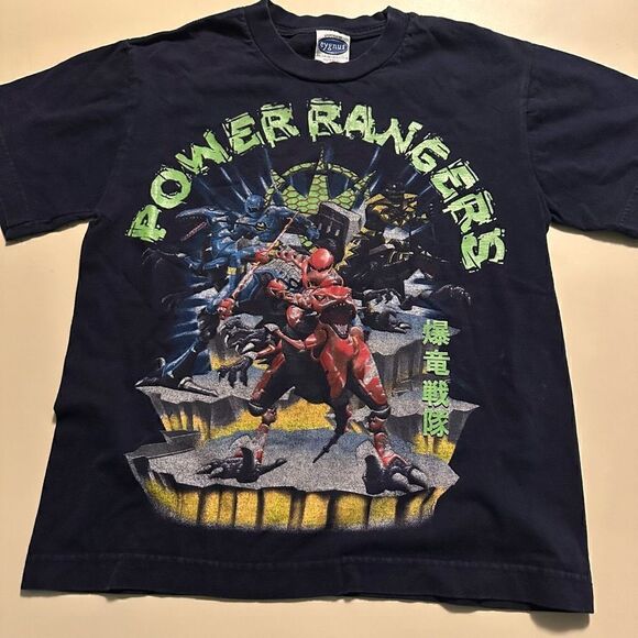 Vintage 90s  Power Rangers Kids Graphic Black T Shirt Size Small - Picture 1 of 9
